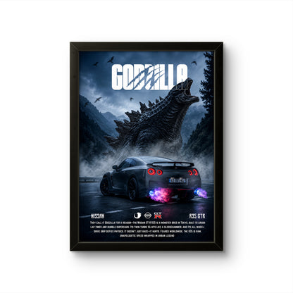 Godzilla X Nissan GTR - Car Photo Frame