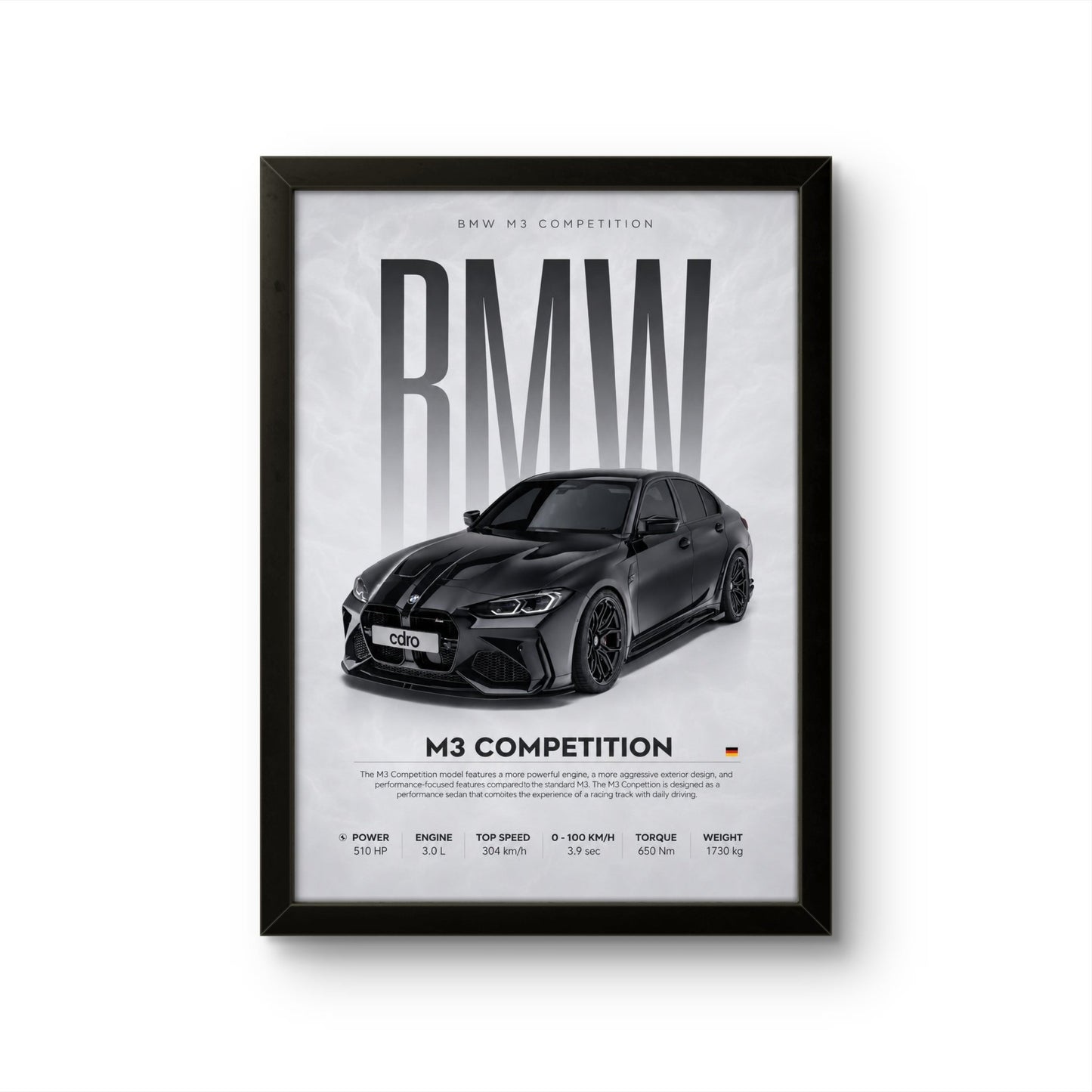 BMW M3 Competition - Car Photo Frame - Art Drift
