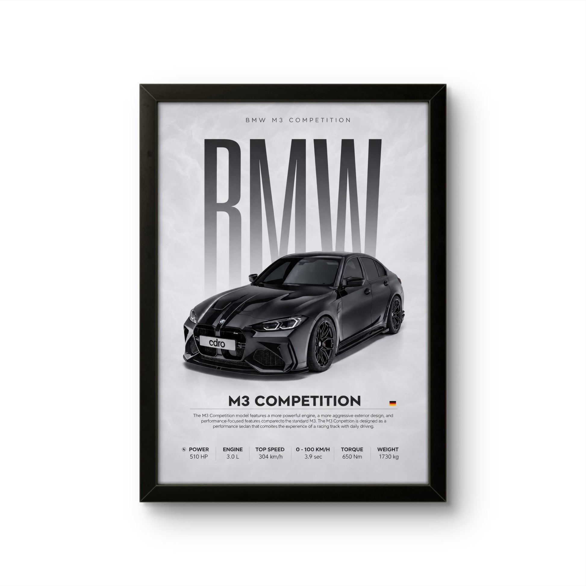 BMW M3 Competition - Car Photo Frame - Art Drift
