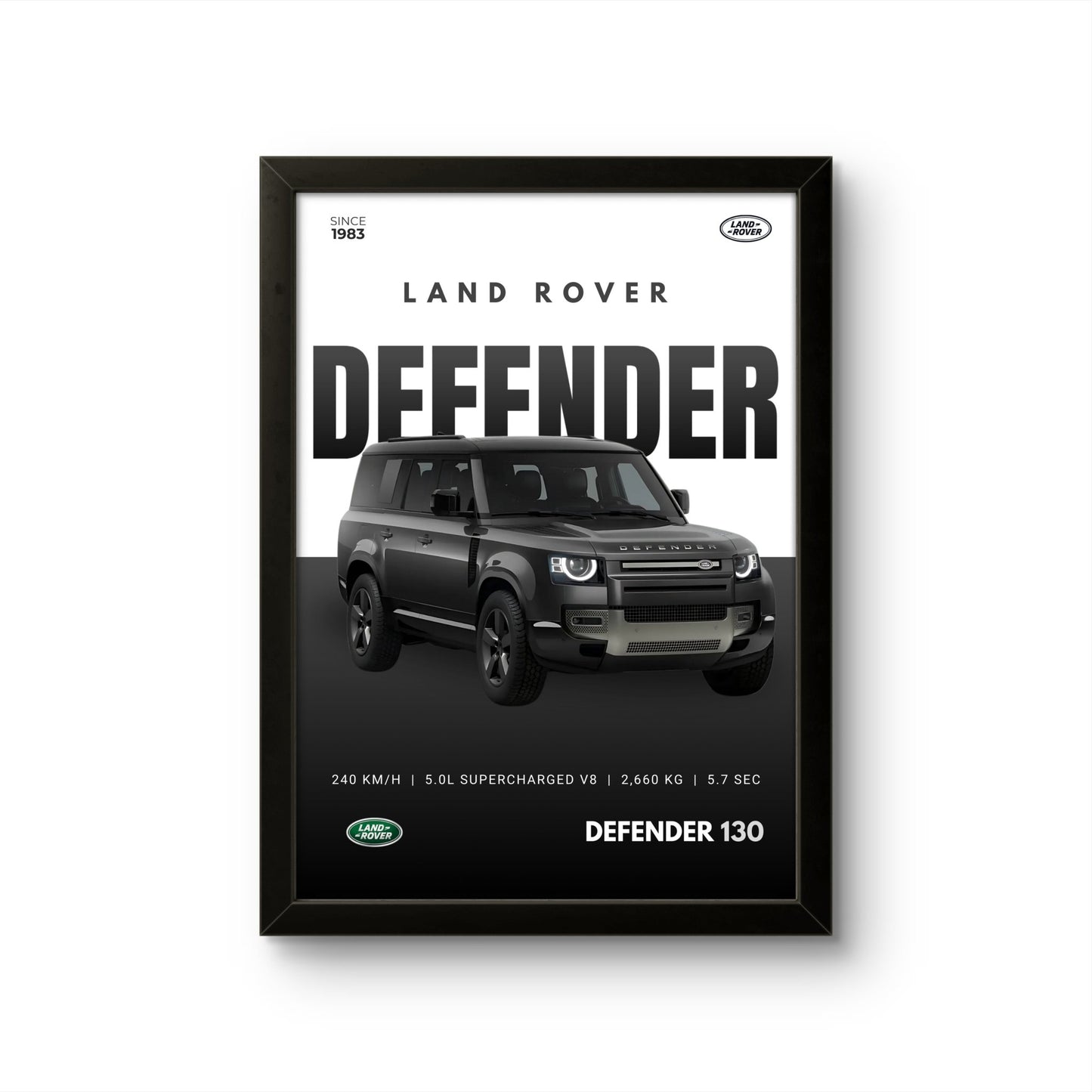 DEFENDER 130 Black - Car Photo Frame - Art Drift