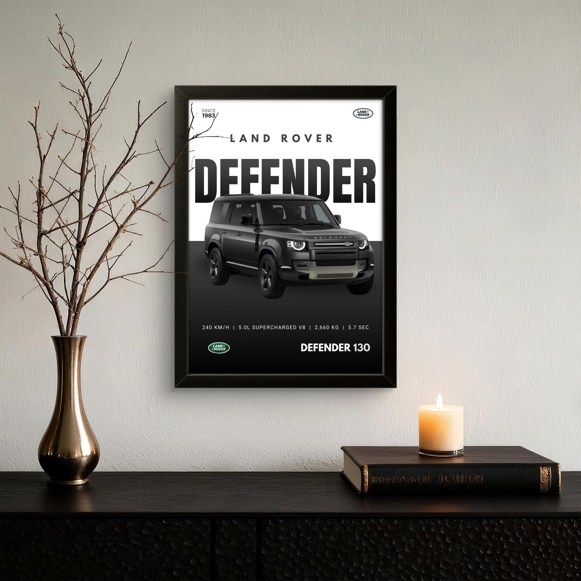 DEFENDER 130 Black - Car Photo Frame - Art Drift