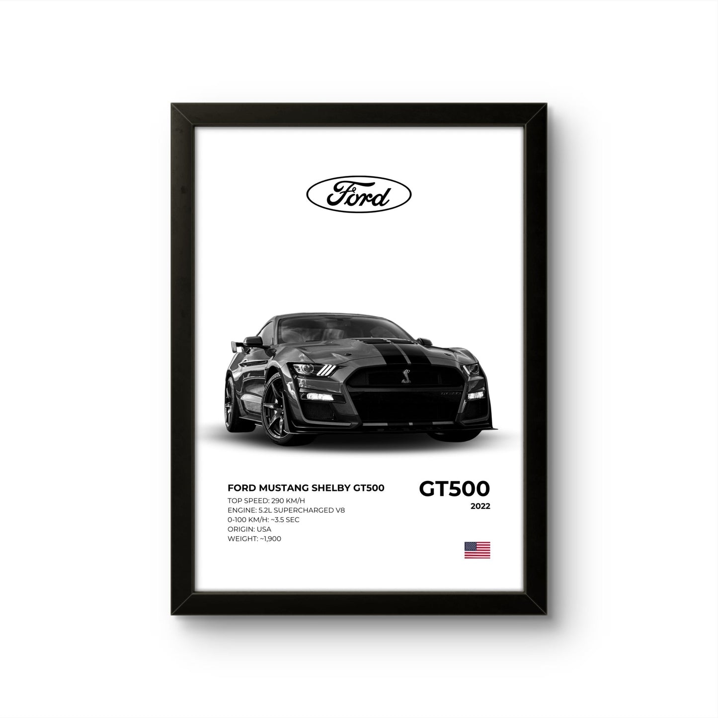 Ford Mustang GT500 - Car Photo Frame - Art Drift