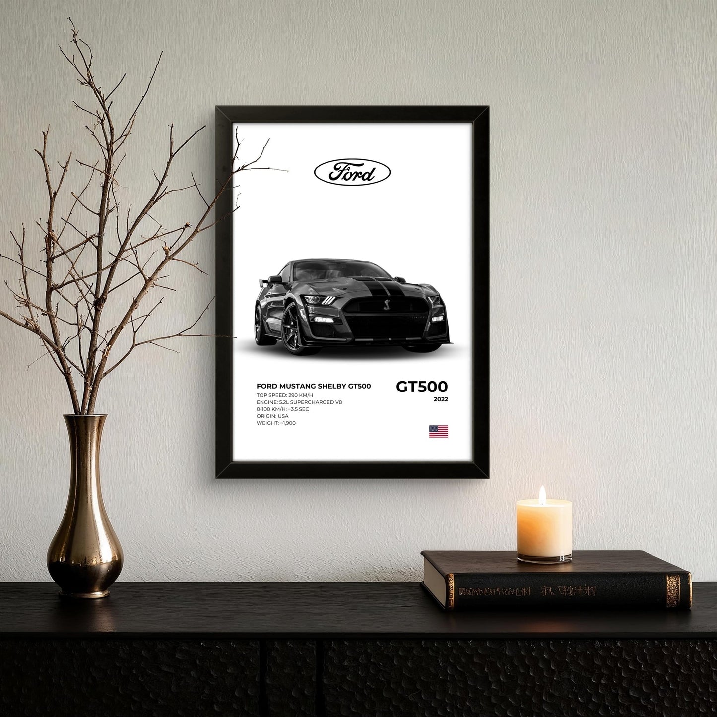 Ford Mustang GT500 - Car Photo Frame - Art Drift