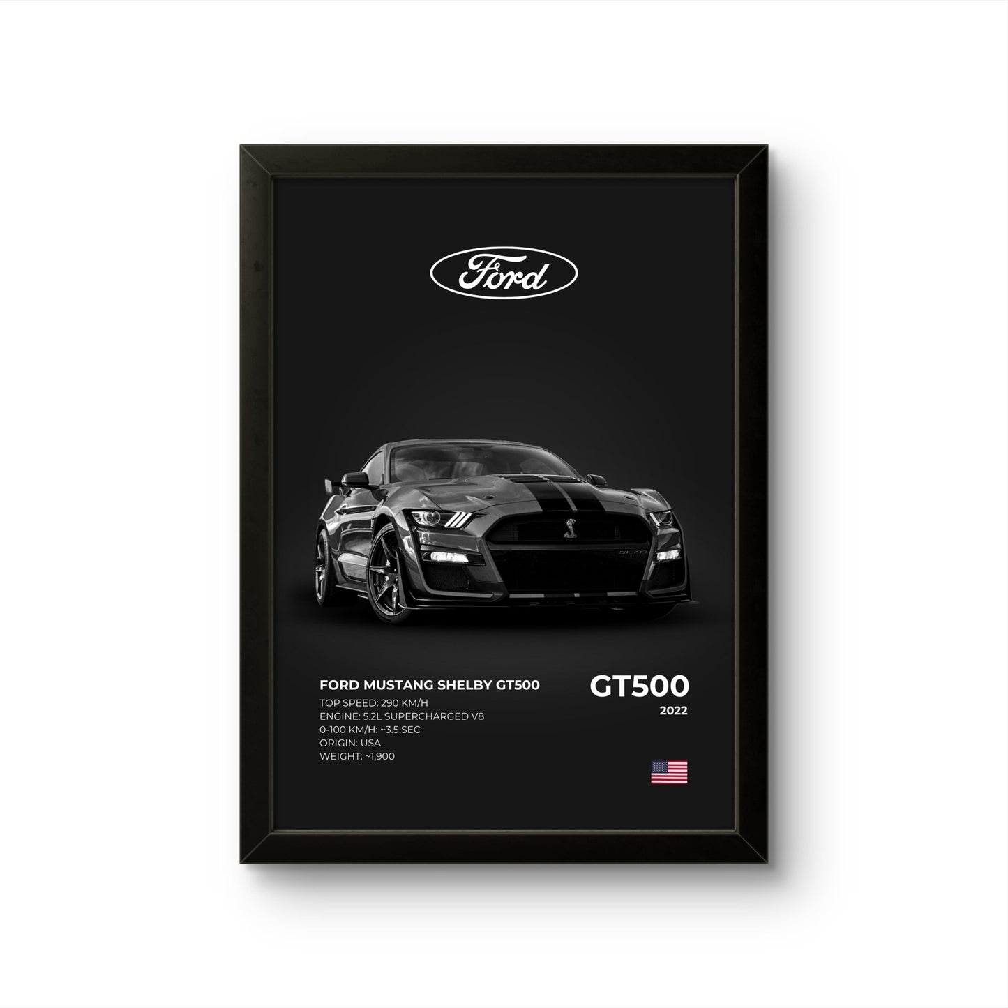 Ford Mustang Shelby GT500 - Car Photo Frame - Art Drift