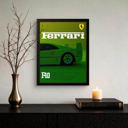 Green Ferrari - Car Photo Frame - Art Drift