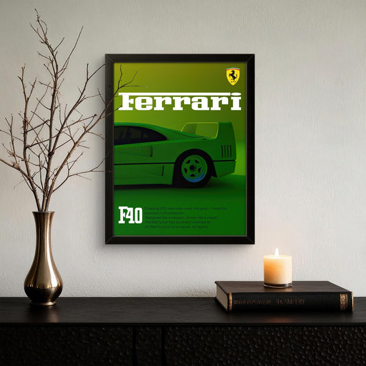 Green Ferrari - Car Photo Frame - Art Drift