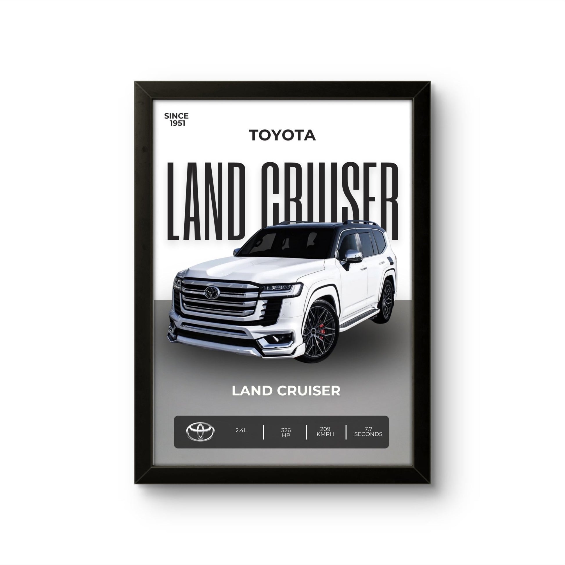Land Cruiser White - Car Photo Frame - Art Drift