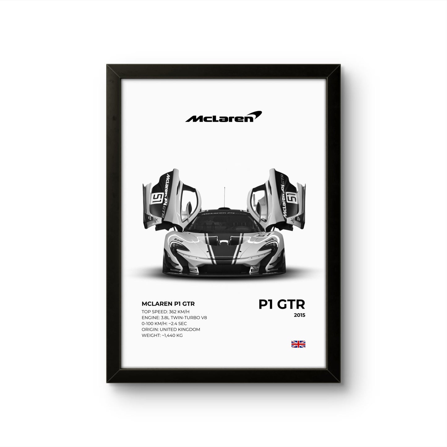 McLaren P1 GTR - Car Photo Frame - Art Drift