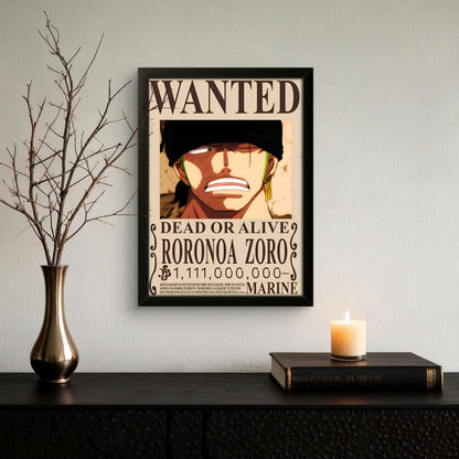 One Piece - Rorona Zoro WANTED - Anime Photo Frame - Art Drift