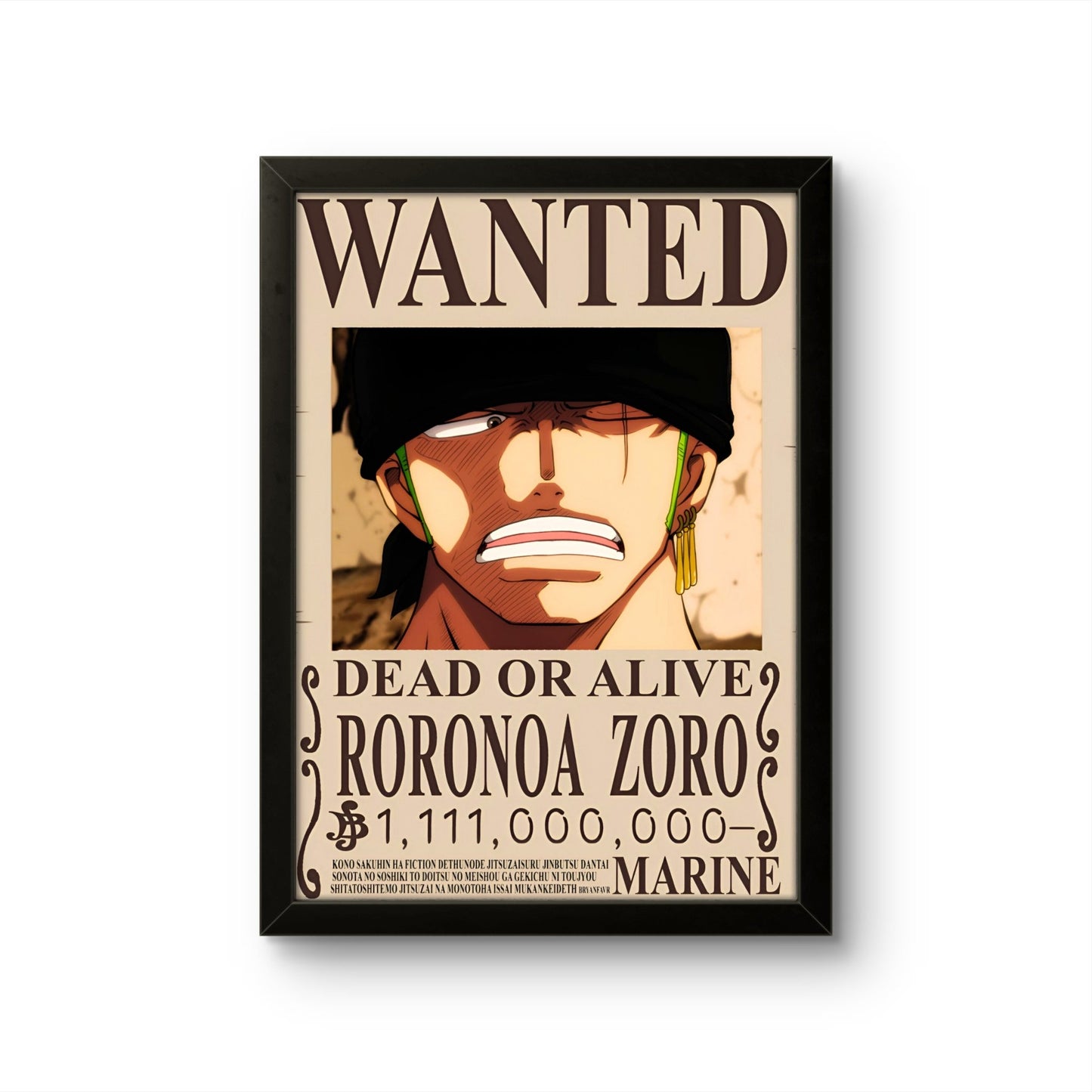 One Piece - Rorona Zoro WANTED - Anime Photo Frame - Art Drift