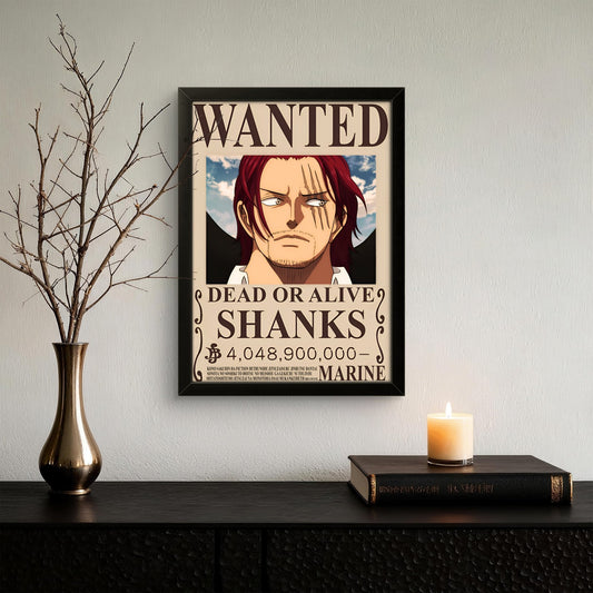 One Piece - Shanks WANTED Poster - Anime Photo Frame - Art Drift