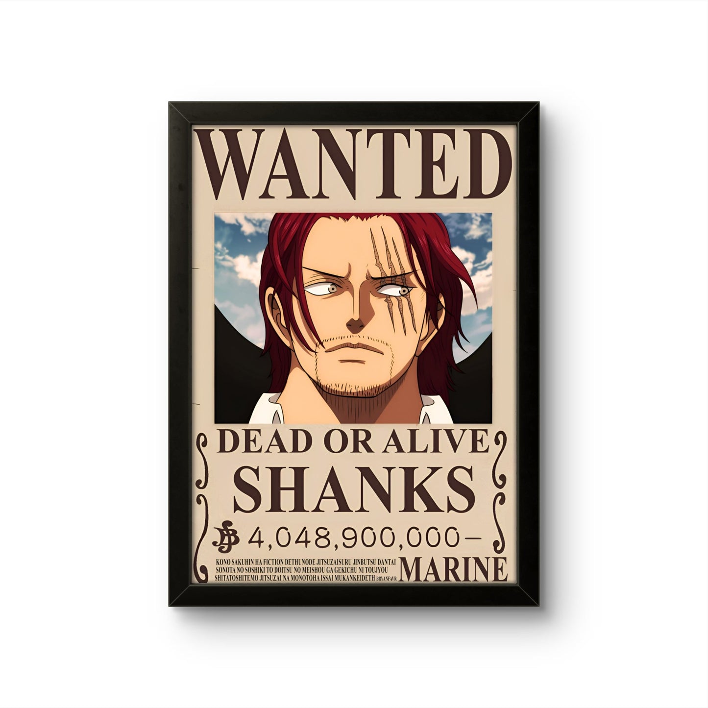 One Piece - Shanks WANTED Poster - Anime Photo Frame - Art Drift