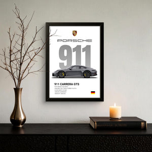 Porsche 911 Grey - Car Photo Frame - Art Drift