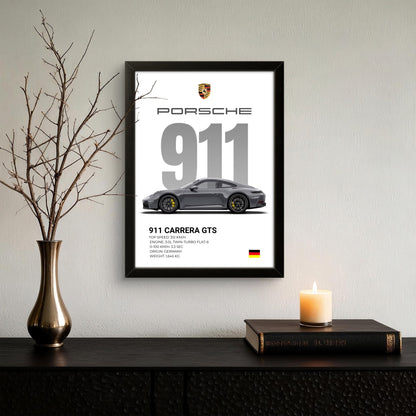 Porsche 911 Grey - Car Photo Frame - Art Drift