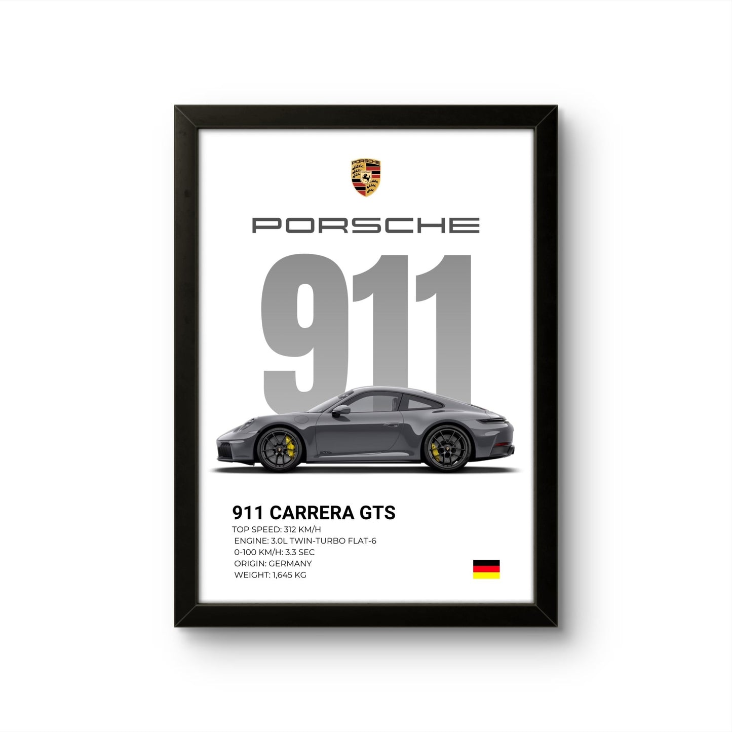 Porsche 911 Grey - Car Photo Frame - Art Drift