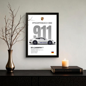 White Porsche 911 - Car Photo Frame - Art Drift