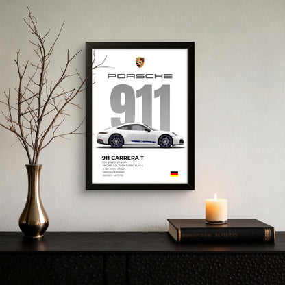 White Porsche 911 - Car Photo Frame - Art Drift